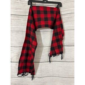 Buffalo Plaid Red & Black Fringe Scarf